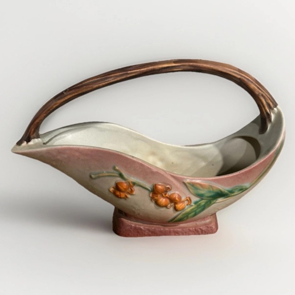 Roseville Pottery Bittersweet Pattern Cornucopia Basket